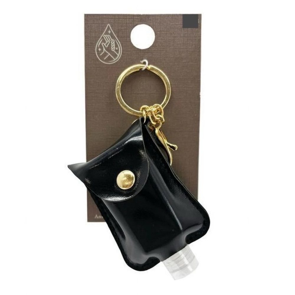 4/$20 Sensible Solutions Women's Jet Faux Leather Sanitizer Keychain/Case Bag